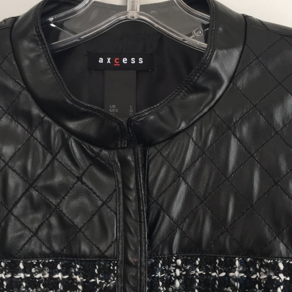 Leather-like trimmed classic jacket - Picture 2 of 7